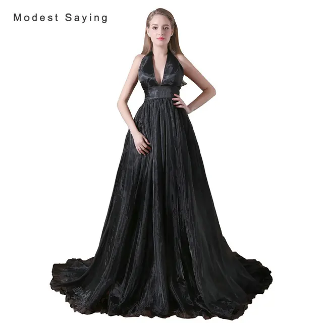 Y Backless Gothic Witch Style Black A Line Halter Wedding Dresses Y Backless Gothic Witch Style Black A Line Halter Wedding Dresses 2017 Women Long Organza