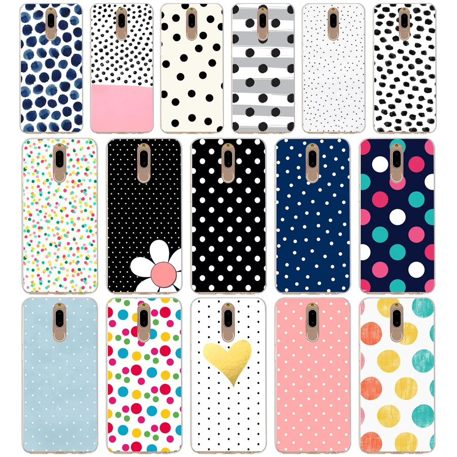

67G Polka Dots Soft TPU Silicone Cover Case for huawei mate 10 p9 lite 2017 p smart