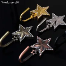 Из цинкового сплава Пять звезд занавес галстук обратно Tieback держатели горный хрусталь Настенные Крючки вешалка, Декор для дома