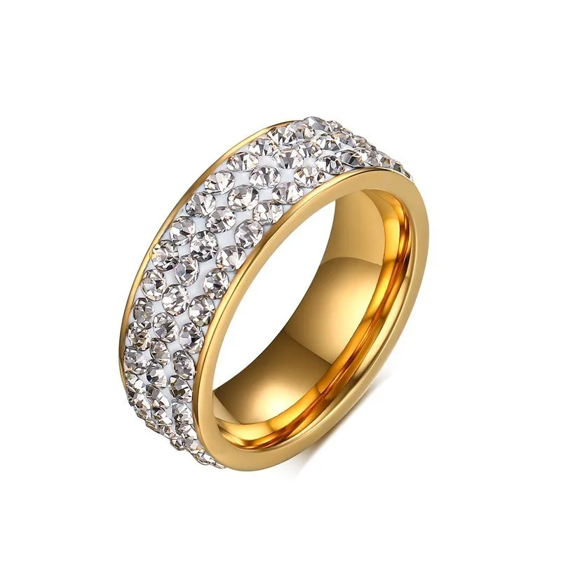 Meaeguet трендовые женские кольца с кристаллами золотого цвета, обручальные кольца из нержавеющей стали для женщин, ювелирные изделия, кольца розового и синего цвета - Цвет основного камня: R-029W