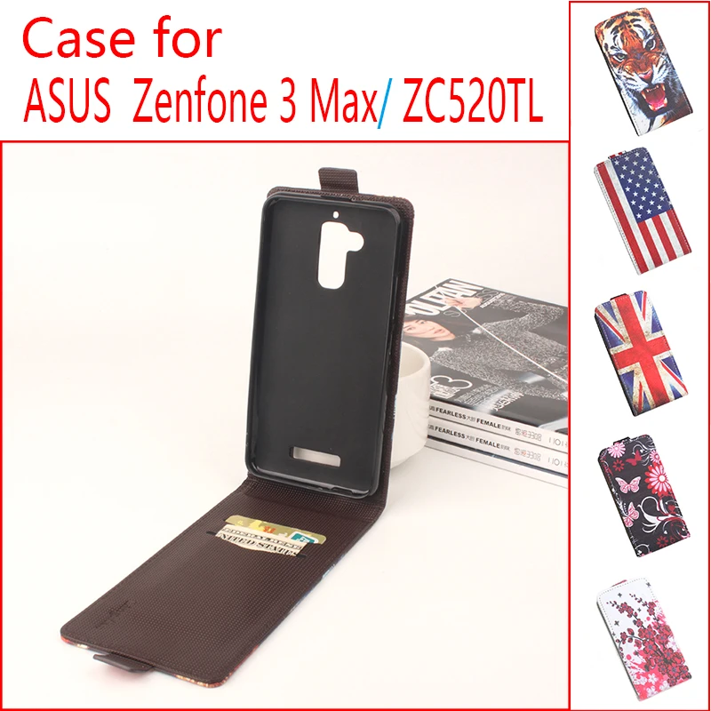 

For Asus Zenfone 3 Max/ZC520TL Phone Case Up-down Open Vertical Flip Premium Pattern PU Leather Case Cover Cash/Card Slots