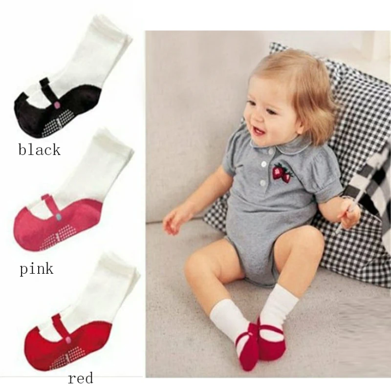 Antislip Baby Girl Socks with Rubber Dots Cute Shoes Floor Sock Toddler