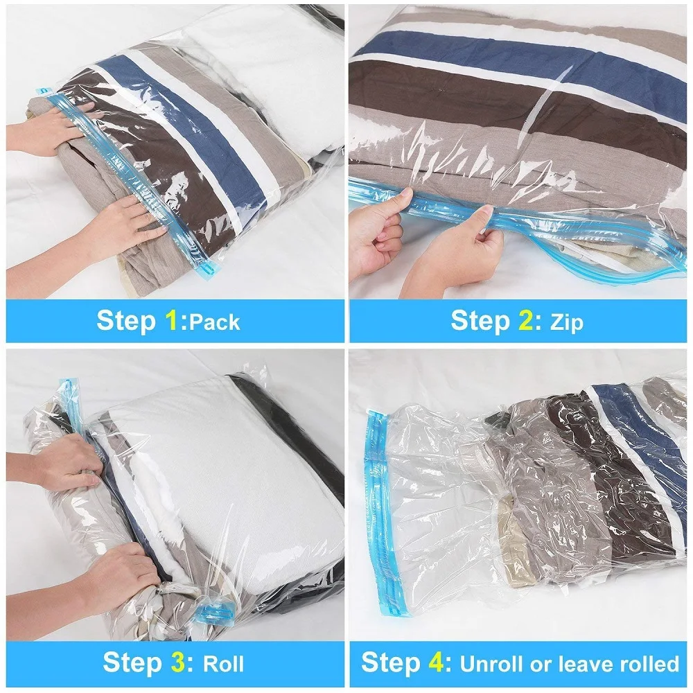 Small 35*50cm Hand-rolled Vacuum Compression Bag, For Travel Space Saver  Bags, Reusable Roll-Up Compression Bag, Clothes Storage, Travel Essentials