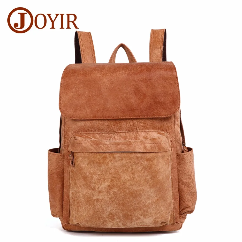 

JOYIR Cowhide Men Backpack Genuine Leather Vintage Daypack Travel Casual School Book Bags Male 15" Laptop Bags College Rucksack