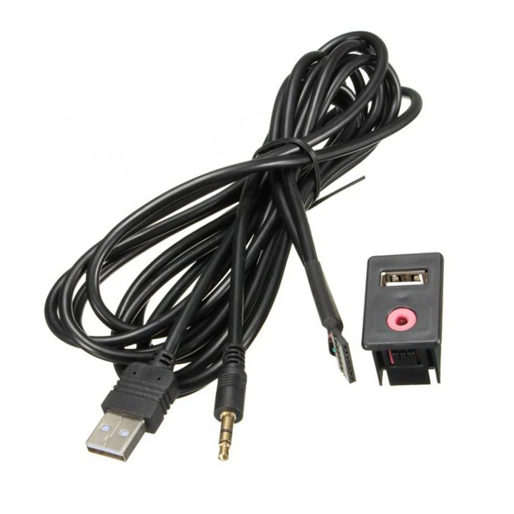 USB AUX Cable Adapter Car Flush Mount Lead Panel Extension Cord
