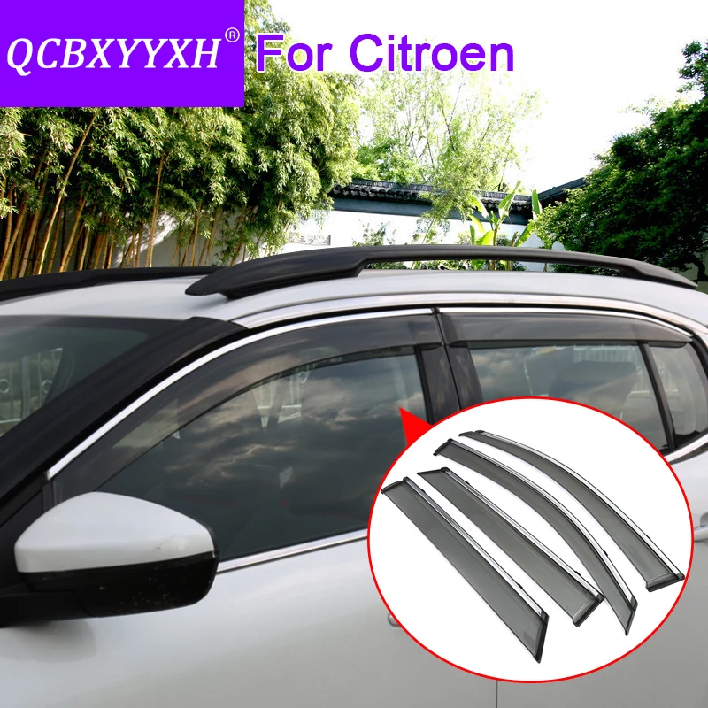 

QCBXYYXH Car Styling 4pcs/lot Window Visors For Citroen C2 C3-XR C4 C5 Aircross C4L C-Elysee Sun Rain Shield Stickers Covers