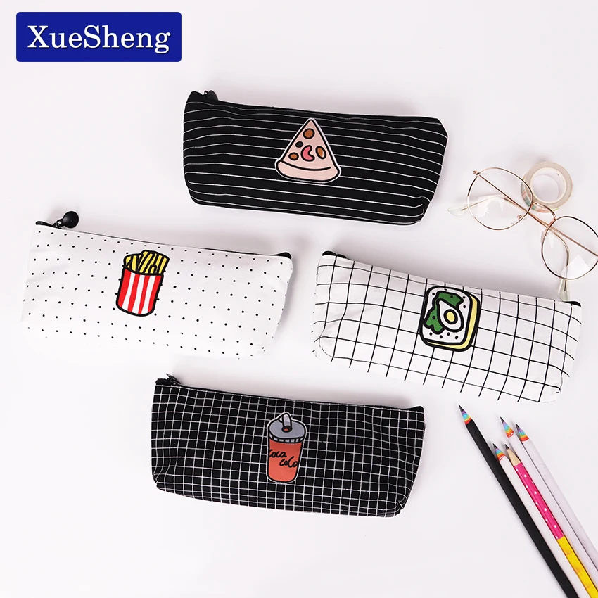 

Cute Food Contracted Pencil Bag Papelaria Canvas Pencil Case Stationery Material Escolar School Supplies
