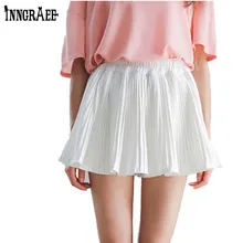 Inngraee новые женские плиссированные белые юбки шифоновые пляжные мини черные юбки для офиса NS8430