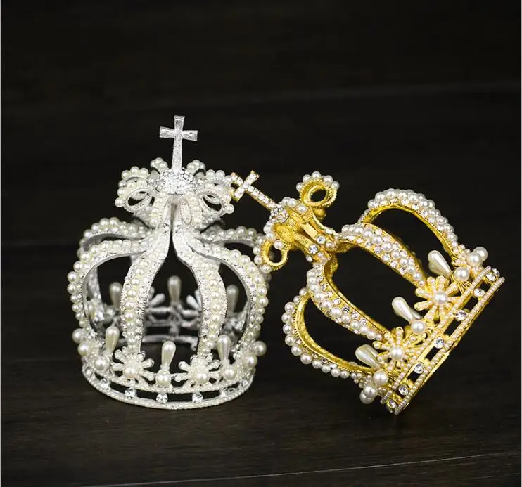 

Luxury Cross Bridal Tiara Hair Accessories Baroque Styles Vantage Crystal Pearl Wedding Crown Alloy Bridal Tiara Baroque Queen
