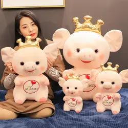 25-65 см милая розовая свинка в виде короны плюшевая игрушка Мягкий чучело китайский зодиакальный знак кабана кукла милая подушка дети