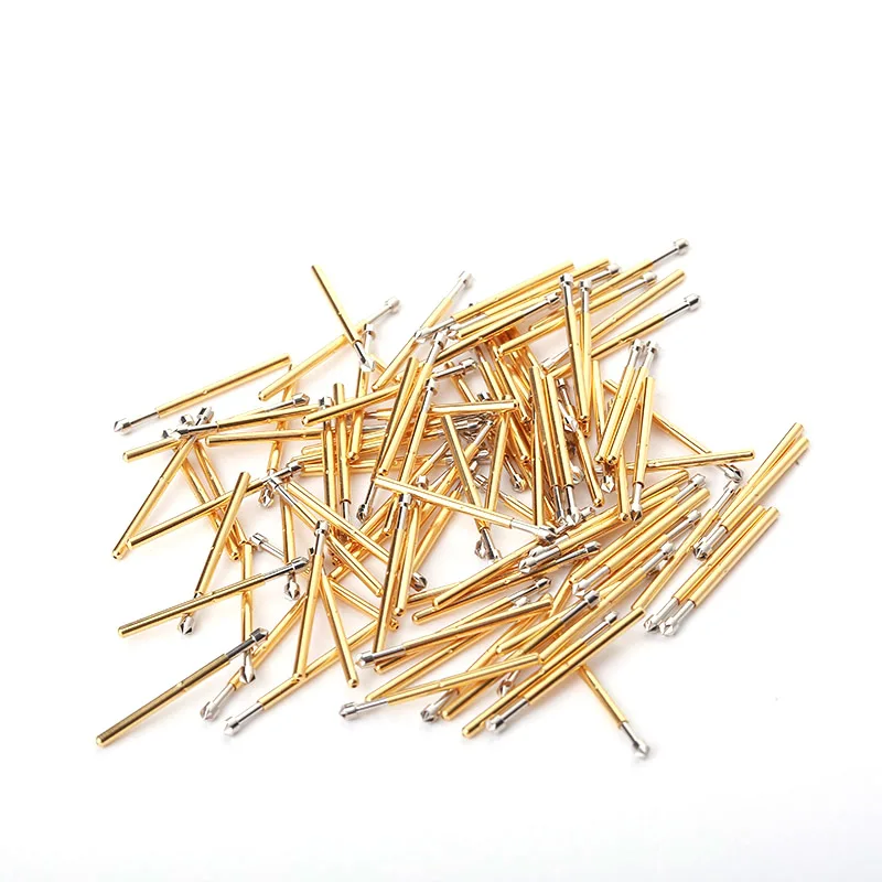 100pcs Electronic Household Spring Probe Nickel Spring Test Probe P75-LM  Diameter 1.3mm Brass Pogo Spring Test  Probe Gold T