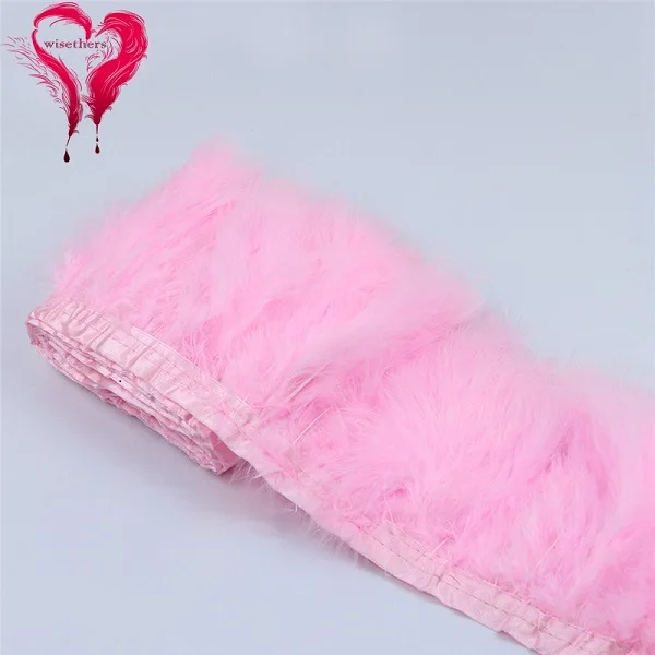 2 Meters/Lot 10-15 CM Dyed Colored Downy Turkey Marabou Feather Fringe Trimming Satin Ribbon Trim Garment Decoration 22 Colors - Цвет: Pink