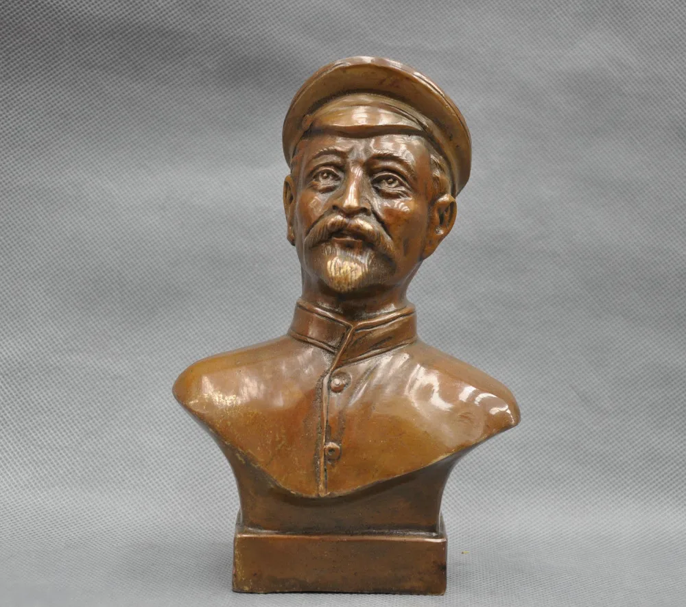 

Details about 7" China Pure Bronze Former Soviet Captain Man Bust Bronze Statue