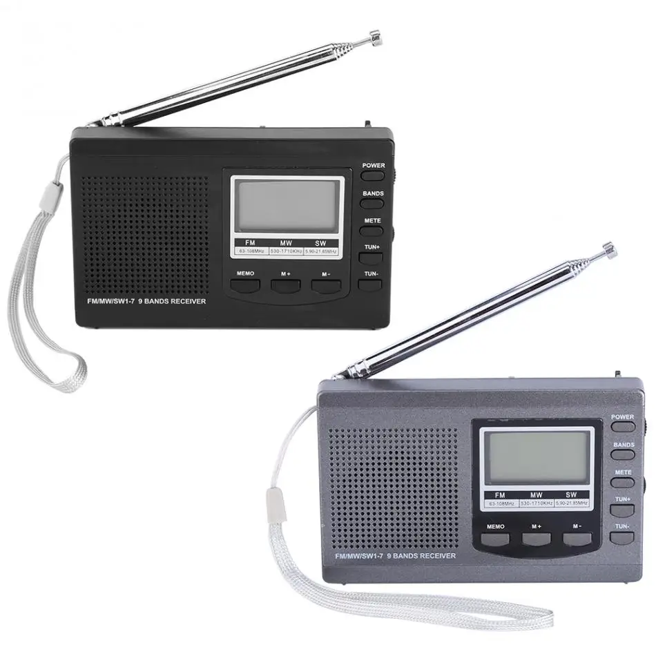 Portable Mini Radios FM/MW/SW Receiver with Digital Alarm Clock FM