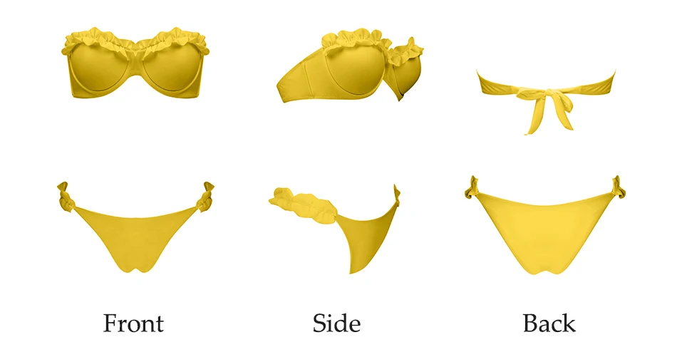 RXRXCOCO бренд сексуальный комплект бикини пуш-ап с рюшами женский купальник, бандажный купальник с оборкой купальный костюм Maillot De Bain Femme
