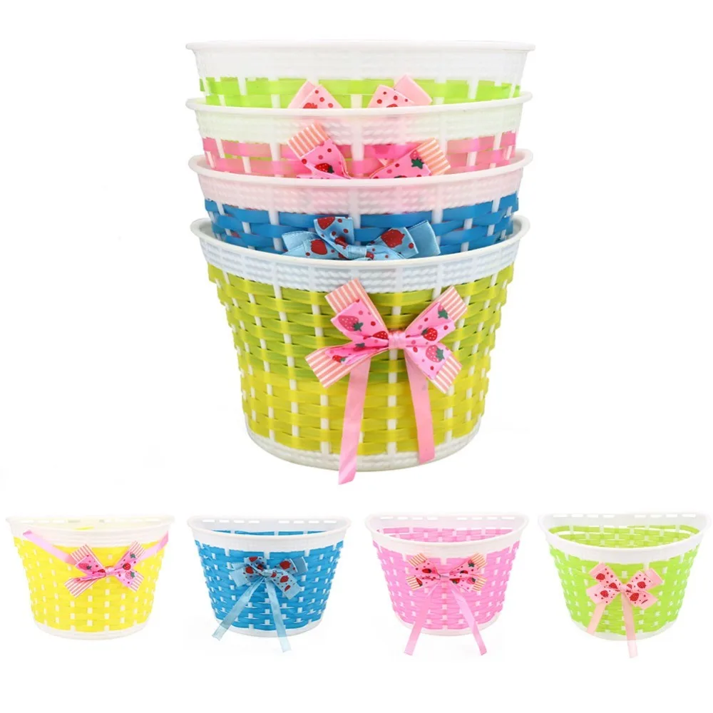 Flash Deal Bicycle Basket Front Bag Rear Hanging Basket Panniers Bike Bowknot Front Basket For Children Girl Gifts Cycling Accessories 3