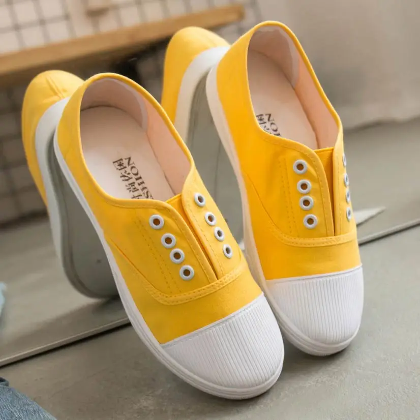 Adult canvas casual shoes woman flats solid comfortable flat with sneakers women shoes slip-on ladies shoes women sneakers