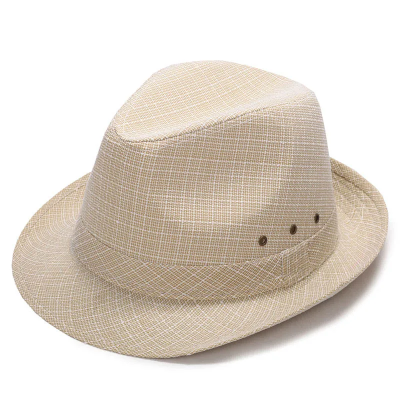 

Newly Summer Men Sun Hat Linen Travel Outdoor Beach Jazz Casual Fedora Cap