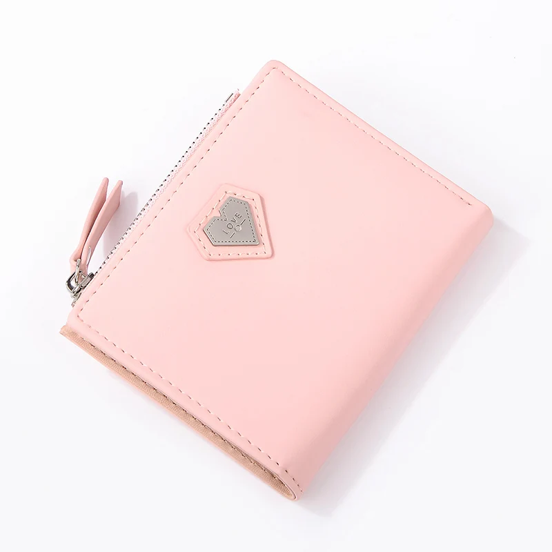 Женский кошелек Petrichor с сердечком, карман для монет, держатель для карт, кожаные женские маленькие кошельки, хит, тонкие кошельки, женский клатч, кошелек - Цвет: Pink