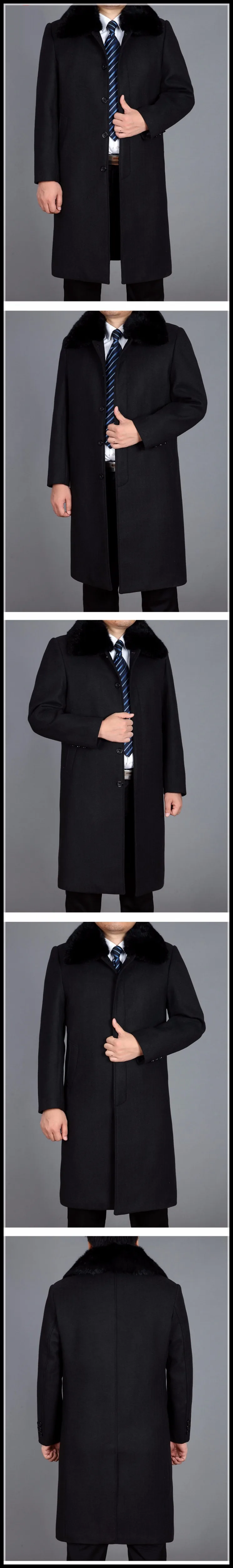 Бренд, зимнее шерстяное пальто, мужская верхняя одежда, куртка, уплотненная шерстяная мужская куртка с воротником из натурального меха, мужские парки, большой размер 4XL ZZ047