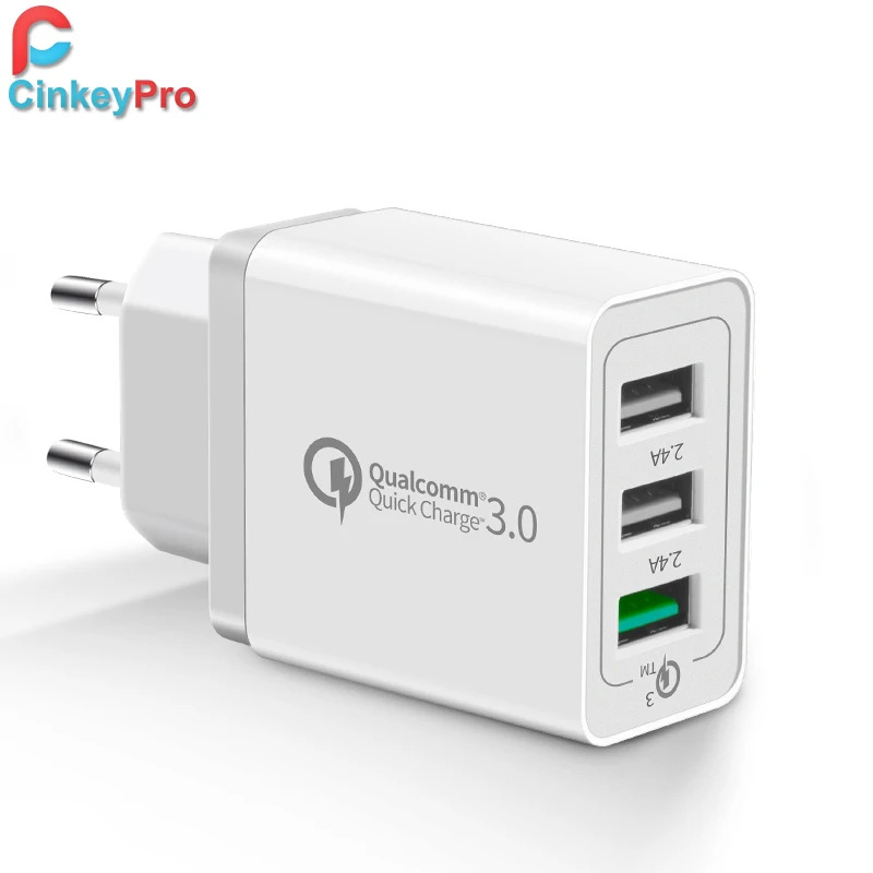 CinkeyPro 3 Ports USB Charger Quick Charge 3.0 12V/1.5A 9V