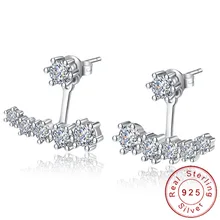 Изящные минимально 925 пробы серебряные серьги Висячие маленькие шесть коготь циркон AAA CZ Шпильки oorbellen минималистичные ювелирные изделия SE141