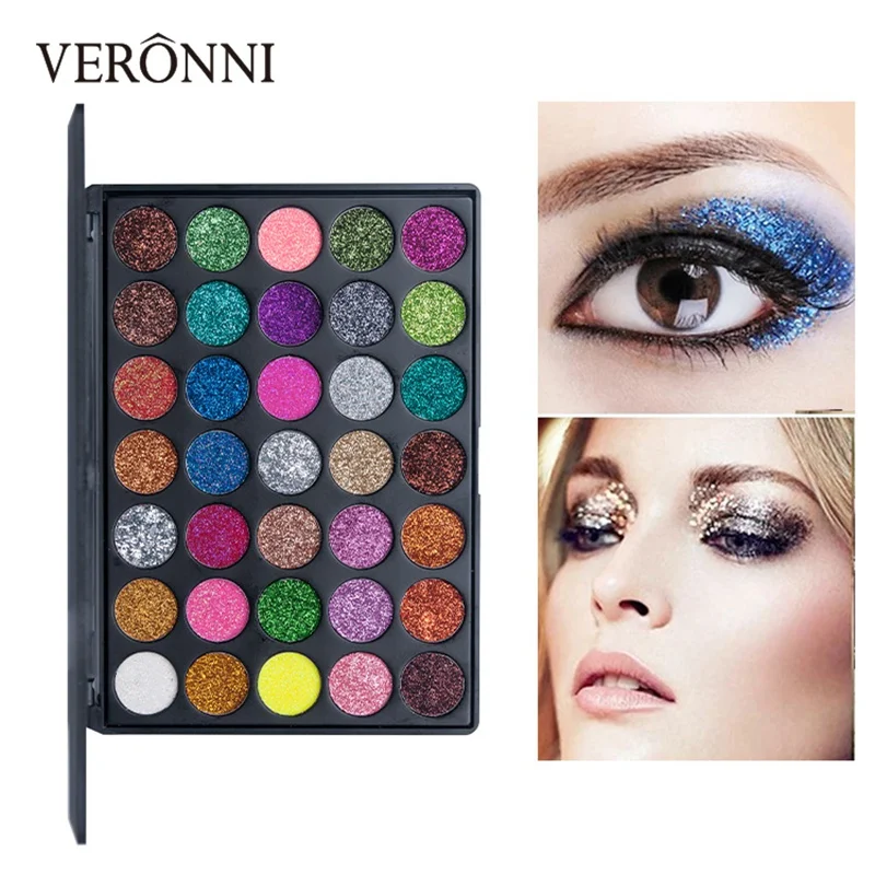 

35 Color Glitter Metallic Eyeshadow Palette Shimmer Diamond Pressed pigment Matte Eye Shadows Make-up Palette Powder Maquiagem