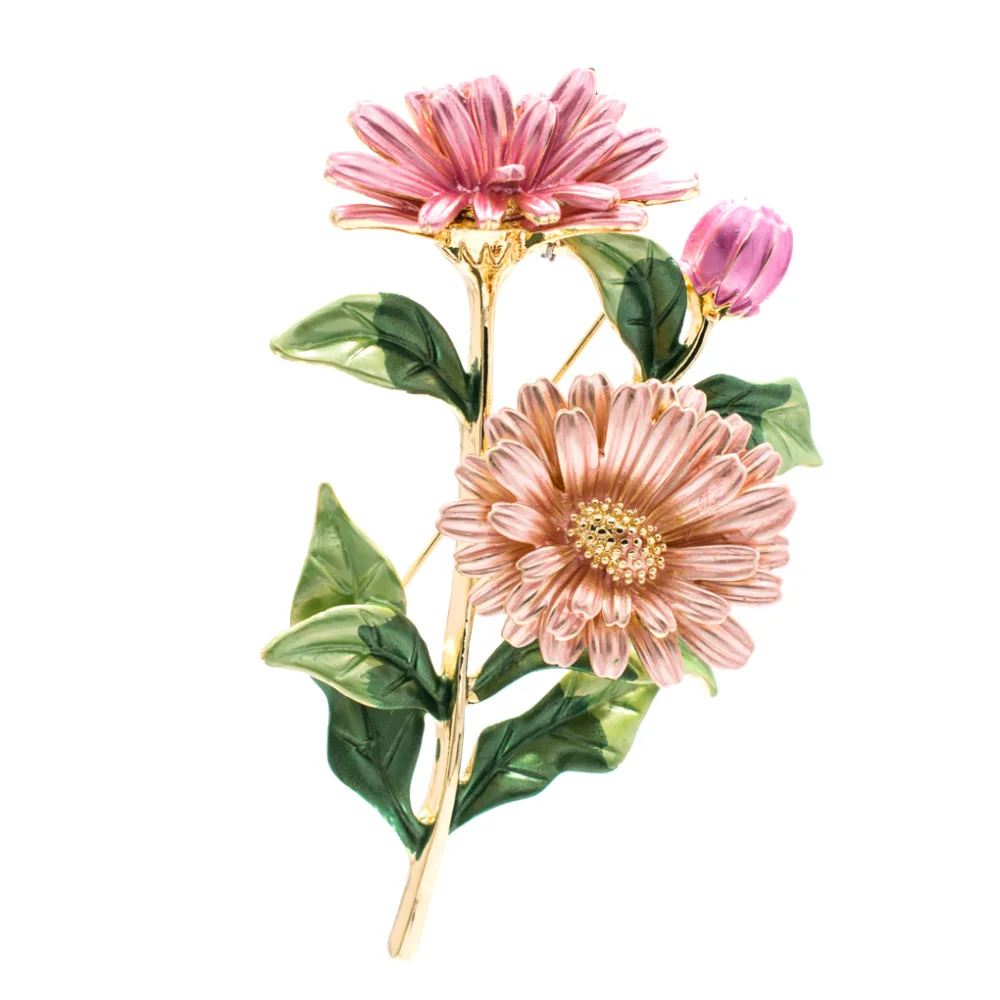 Fashion Beautiful 3 Colors Enamel Daisy Chrysanthemum Flower Brooch Pin Broach For Woman Jewelry 04723