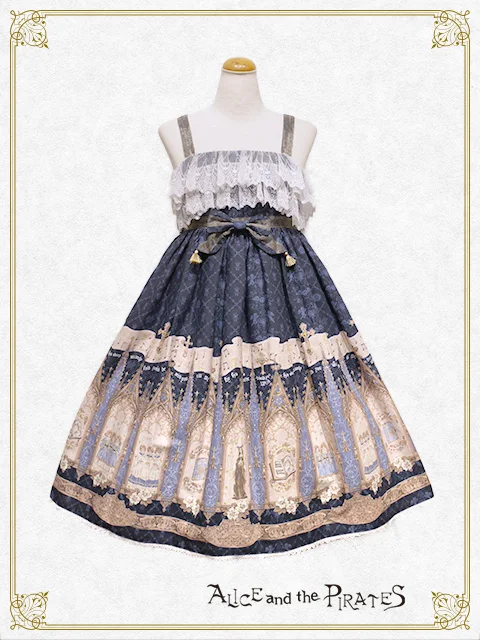 

Traveler's Song Women's Cupid Church Printing Lolita JSK Dress Sleeveless Suspender Kawaii Dress Bows Cute Color Blue