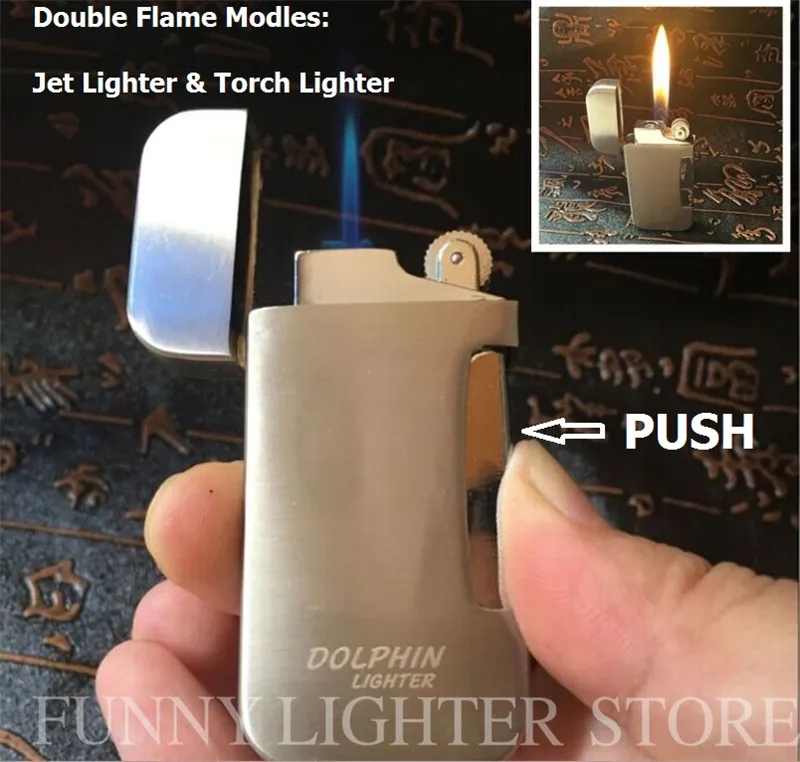  Double Moulds Torch & Jet Lighter Windproof Cigar Lighter Portable Ignition Metal Reflatable Butane