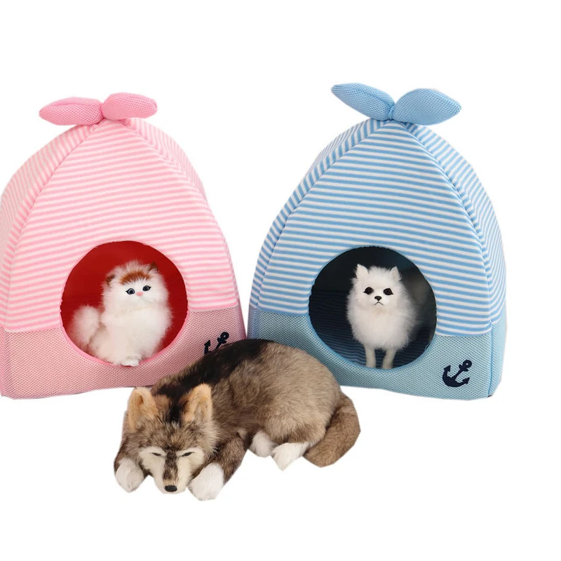 

Winter Warm Cat Cave Dog House Bed Bow Design Puppy Kennel Fleece Soft Nest For Small Medium Dog House kedi evi for Cat