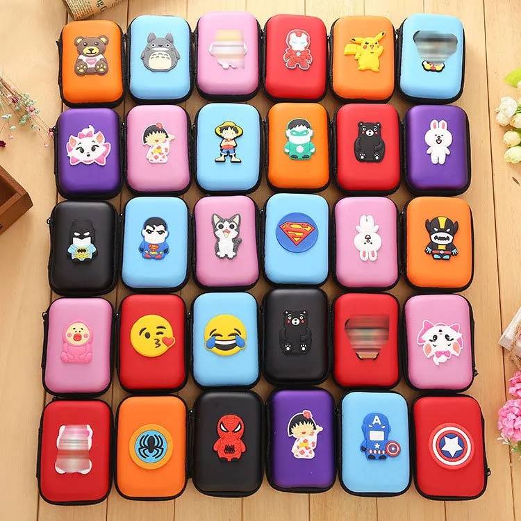 

2018 Cartoon Zipper Earphone Storage Bag Case For Headphone Earbuds Key Coin Hard Holder Earphone Protector USB Cable Organizer
