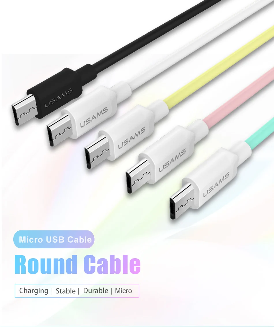 Micro USB кабель USAMS кабель для синхронизации данных и зарядки для samsung, кабель для мобильного телефона, USB кабель для зарядки Xiaomi, huawei, LG, microusb