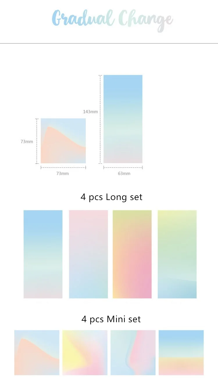 4 шт., постепенная смена цвета, липкая бумага, Радужный почтовый блокнот, маркер, наклейки для планировщика, канцелярские товары, офисные, школьные принадлежности, A6128