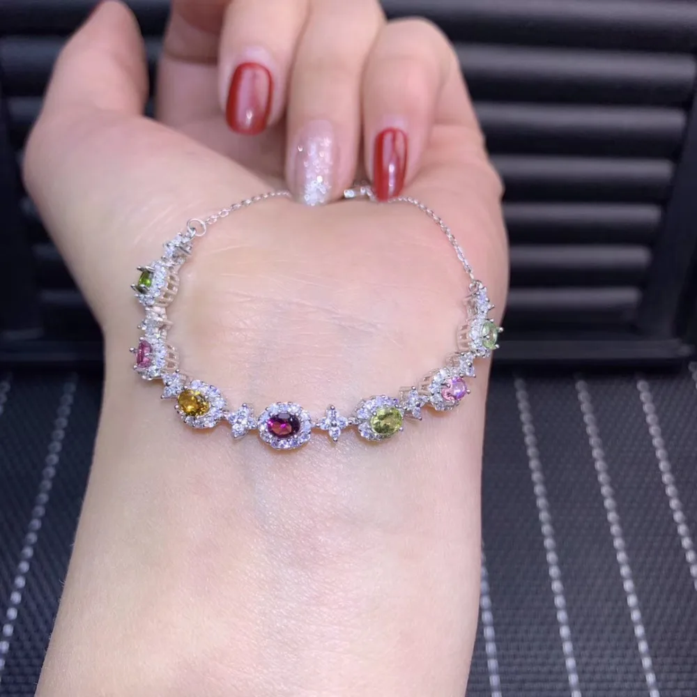  Bracelet en tourmaline multicolore naturelle Bracelet en pierres précieuses naturelles bracelet en 