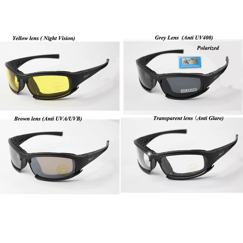 Военные очки пуленепробиваемые армейские X7 поляризованные солнцезащитные очки с 4 линзами для охоты, стрельбы, страйкбола, езды на велосипеде, полный палец, мотоциклетные очки