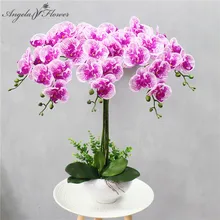 95 Cm 9 Hoofden Kunstmatige Bloem Real Touch Latex Vlinder Orchidee Decor Office Thuis Kerst Bruiloft Pu Bloemen Artificials Pot