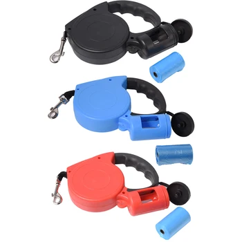 

2017 Big Promotion Multi-Functional 5M Retractable Leashes for Pet with Garbage Bag Three Colors Available 1 pcs Shipping