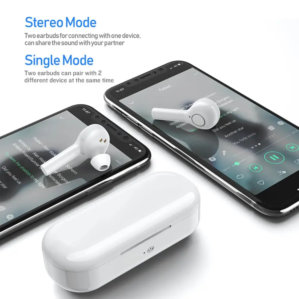

Wireless Earbuds, Bluetooth 5.0 TWS in-Ear Earphones with Charging Case and Built-in Mic Easy-Pair Sweatproof Earbuds