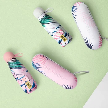 

Summer Umbrella Mini Pocket Leaf Anti UV Girl Parasol White Cute Clear Sun Kid Umbrella Rain Women Hediyelik Garden Pink 50KO020