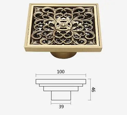 10*10 см напольные сливы античная латунь душ Трап дезодорант для ванной комнаты евро квадратный напольный сливной фильтр крышка решетки отходов