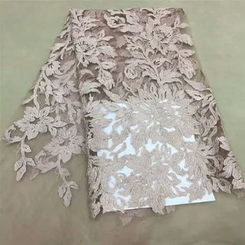 

Pink African Lace Fabric 2018 Embroidered Nigerian Laces Fabric Bridal High Quality French Tulle Lace Fabric For Women dressH535