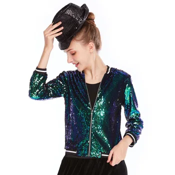 

MiDee Full Sequins Rock Dance Top Hip Hop Dance Costume Jacket Stage Performance Dance Costume Overcast Sequins