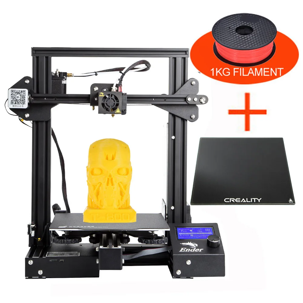 CREALITY 3D Ender-3 PRO 3d принтер Модернизированный магнит сборка пластина восстановление питания печать Ender 3 Pro MeanWell источник питания - Цвет: With Glass and 1KG