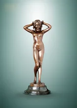 ATLIE BRONZES Antiques Europe Bronze Statue nude girl sculpture brass copper figurine house decoration