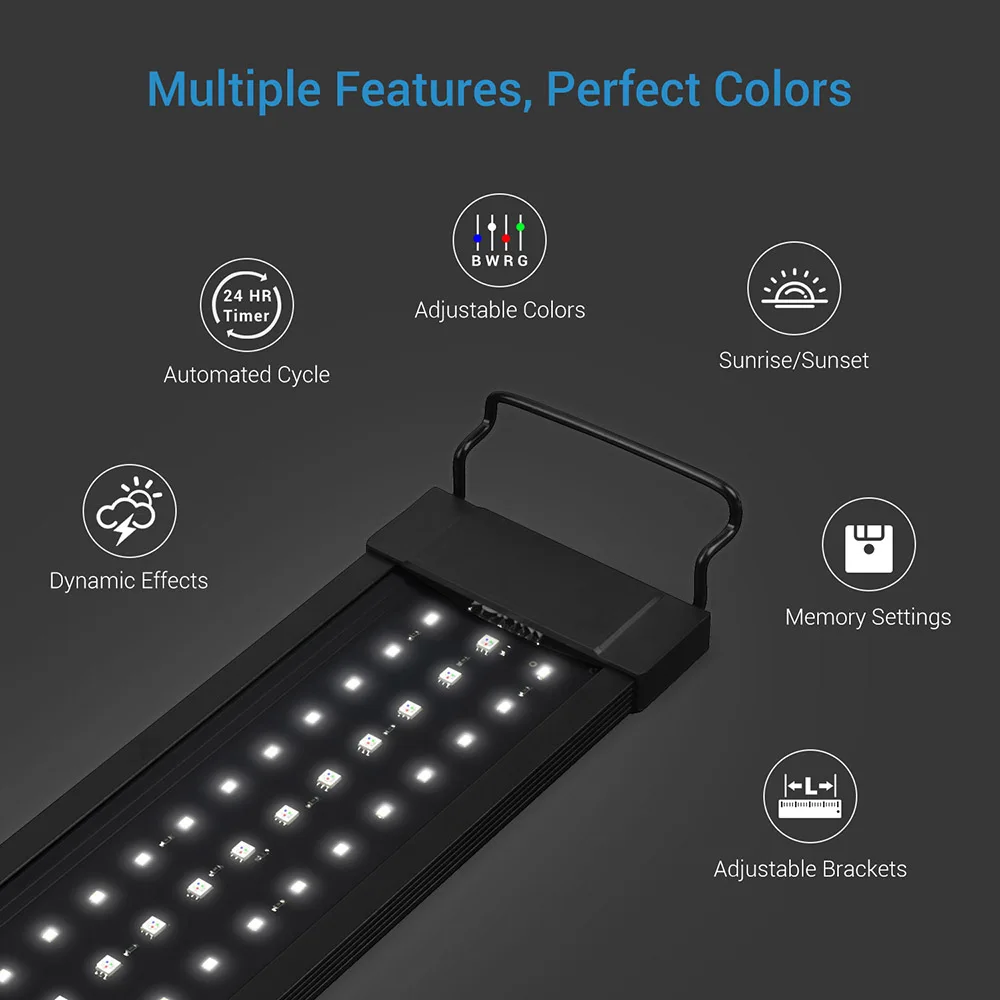  NICREW 76-96cm Aquarium LED Lighting 24/7 Hour Automated with Controller Fish Tank Light for Aquari - 4000283433605