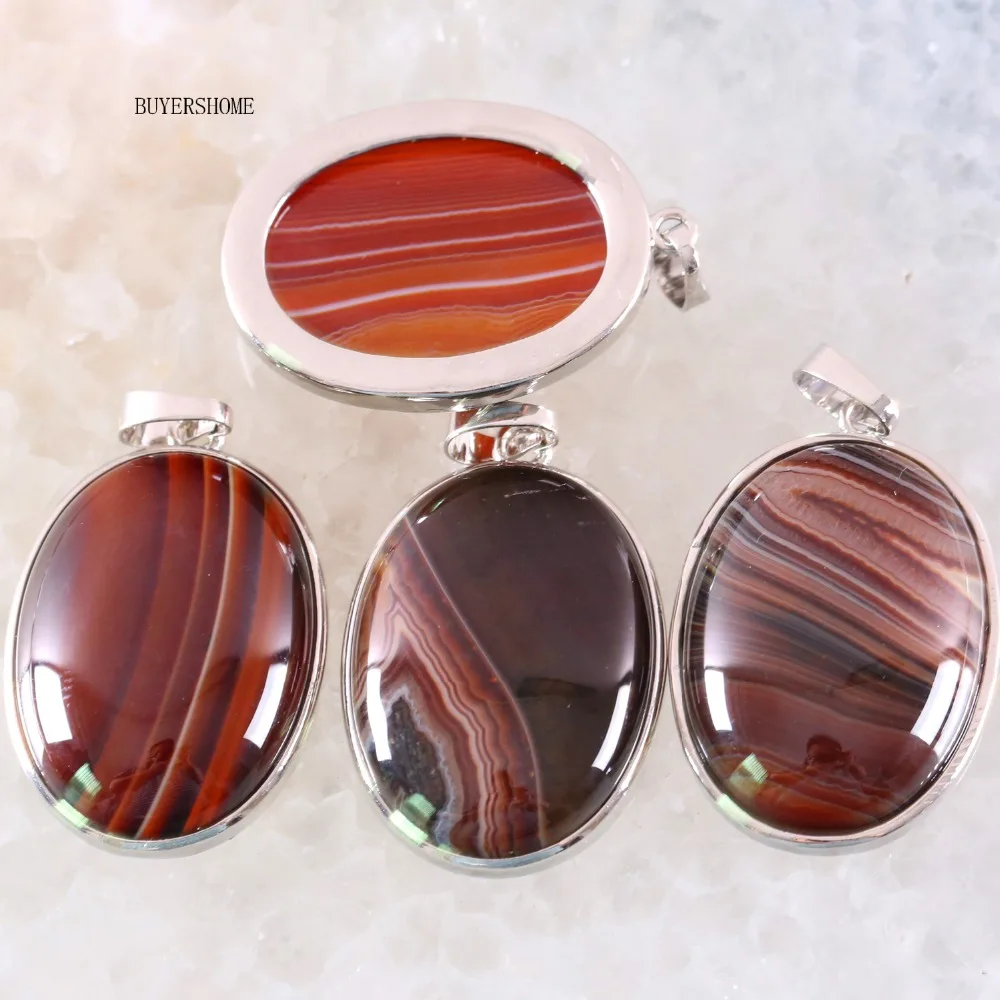 1 шт Овальный 35x25 мм Натуральный камень Бусины коричневый veins onyx кулон, ожерелье для девочек Для женщин украшения подарок K669