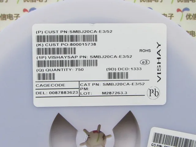 SMBJ20CA-E3 52 600W 20V