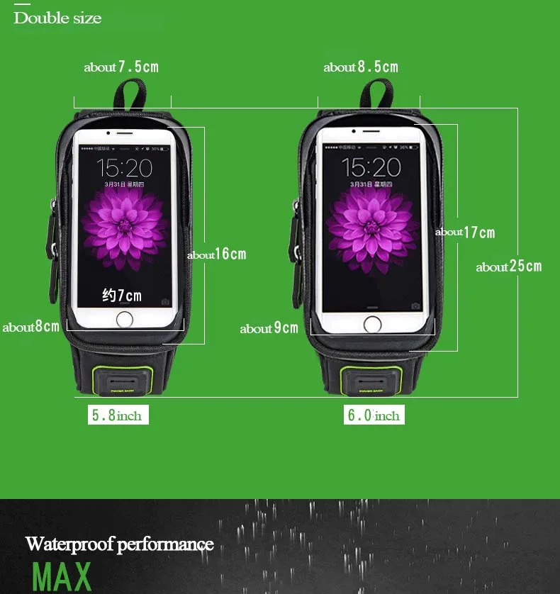 Best Rockbros Bicycle Bag 5.8 6.0 Inch Phone Case Waterproof Touchscreen Bike Frame Top Tube Bag Basket Cycling Bags Bike Accessories 5