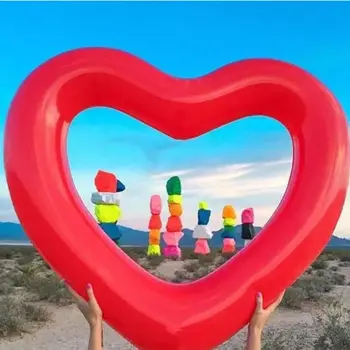 

New Inflatable Swim Ring Red Heart-Shape Floating Tools Swimming Pool Life Buoy qiang